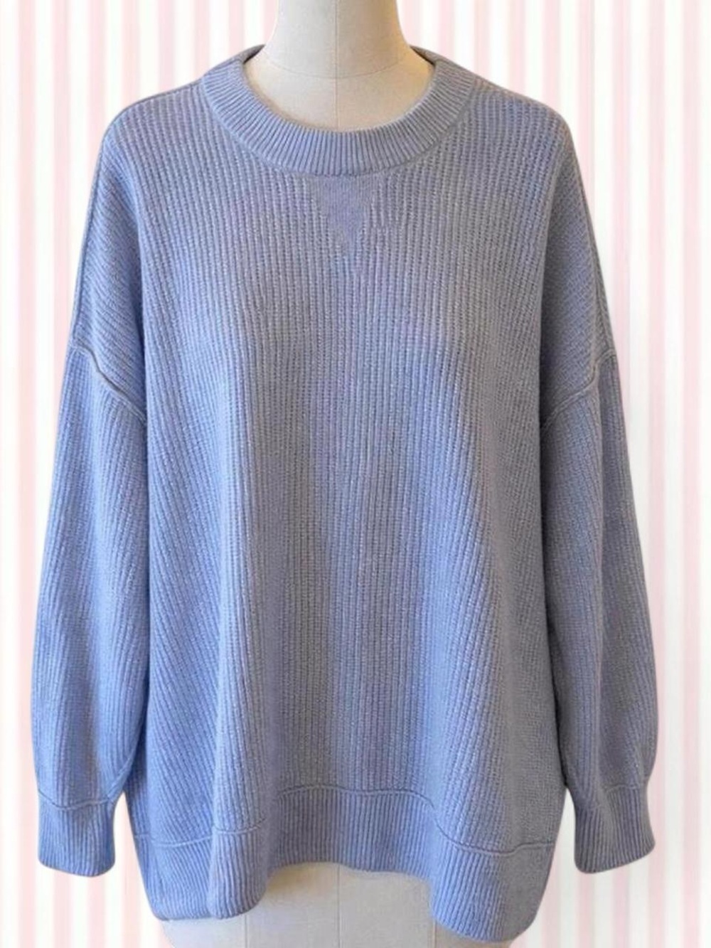 Aerie Oversized Ribbed Sweater Blue Crewneck Size M